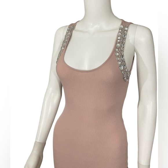 Burnt Pink Crisscross Back Rhinestone Shoulders Dress
New - Picture 3 of 8